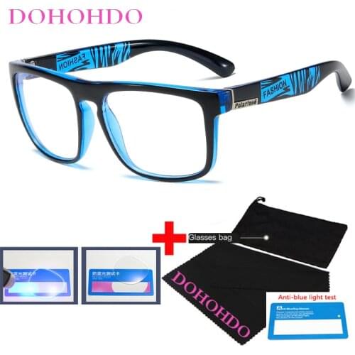 DOHOHDO New Men Anti Blue Light Glasses Women Computer Eyeglasses Vintage Square Clear Lens Spectacles Anti-UV Optical Frame