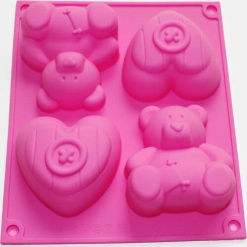 Fat Bear Heart Cupcake Chocolate Soap Muffin Pudding Silicone Mold Pan Kids Gfit