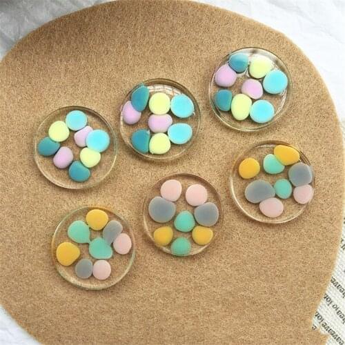 DIY Jewelry Findings Ornament Accessories Round Colorful Dots Style Resin Cabochons Cameo Patch Beading Material 22mm 30pcs