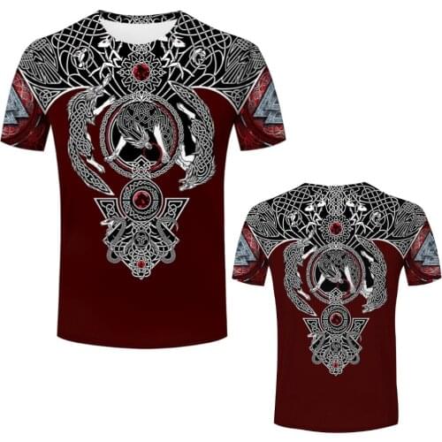 New Fashion Viking Tattoo 3D Fully Printed T-shirt Mens T-shirt Summer Street Harajuku Casual Cool Top