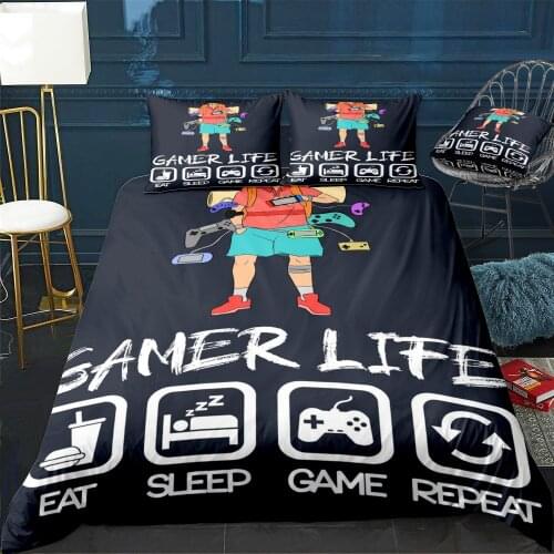 Gamer Life Boy Gaming Duvet Cover Twin/Queen/King Size Luxury Comforter Bedding Set With Pillowcase Home Bed Decora Dropshipping