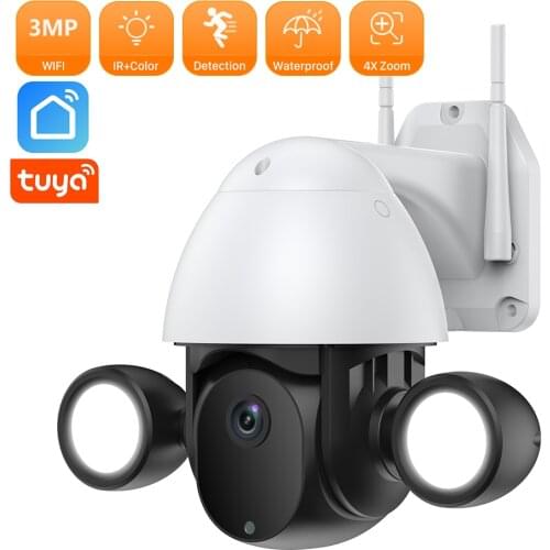 Cloud 3MP Tuya Flood Lighting PTZ Camera Home Motion Detection Wifi Camera Smart Life Security CCTV Camera Vedio Surveillance