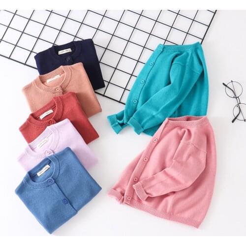 Baby Girls Cardigans Toddler Boys Sweater Coat Candy Color Children Cotton Knitwear Spring Autumn Kids Girls Sweaters