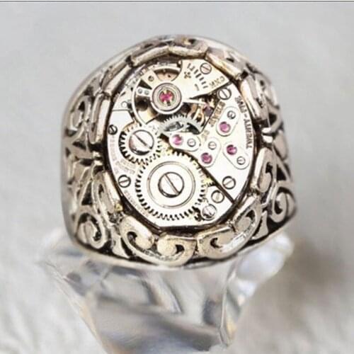 Mechanical Gear Geometric Band Finger Ring Hip Hop Steampunk Gear Wheel Ring Unisex Punk Precision Engineering Special Jewelry