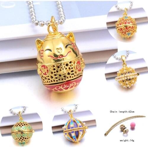 Golden Cat Aromatherapy Necklace Open Lockets Aroma Diffuser Necklace Perfume Essential Oil Diffuser Aroma Pendant Necklaces