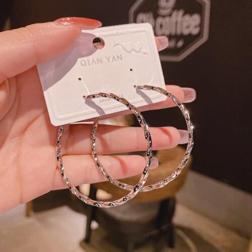 BLIJERY New Trendy Silver Gold Color Big Hoop Earrings for Women Jewelry Brincos Elegant Twisty Circle Earrings Boucles d'oreill