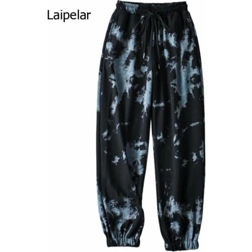 2021 Autumn New Womens Casual Versatile Tie Dyed Sports Loose High Waist Leggings Long Pants