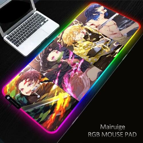 Demon Slayer Best Seller Glowing Large RGB Non-slip LED Gaming MousePad Accessories Laptop PC XXL Keyboard Desk Mat for Office