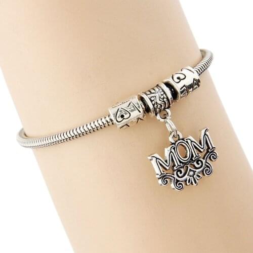 Fashion Love Hollow Symmetry Pattern Mom Bracelet Snake Chain Family Women Mother Mommy Bangles Statement Jewelry Bracelets