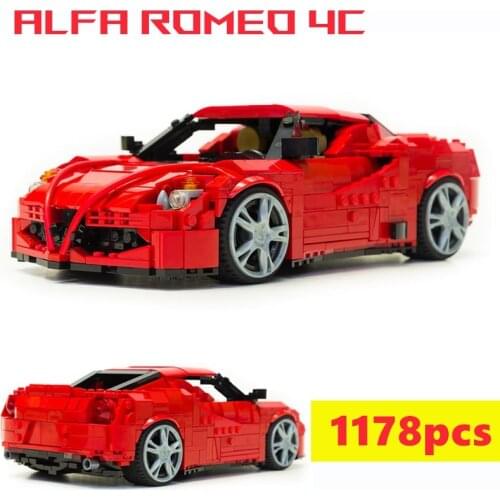 NEW 1178PCS Alfa Romeo 4C Racing Super Sport Car Fit Technic City Car Model Building Block Bricks MOC Diy Toy Gift Kid Birthday