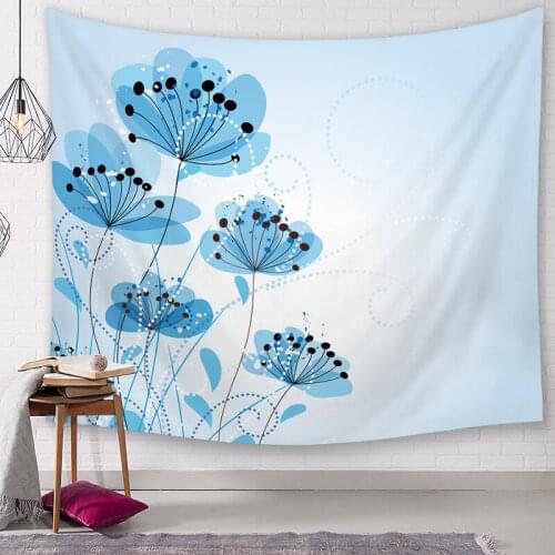 Sky Blue Flower Natural Plant Tapestry for Livingroom Photography Wall Decor