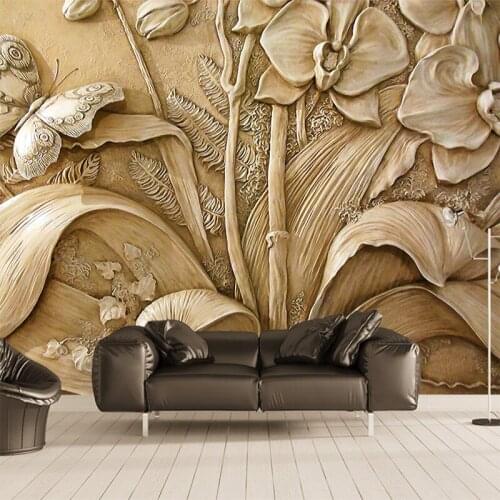 Custom Photo Wallpaper Flower 3D Embossed Orchid Butterfly TV Background Home Decoration Mural Living Room Painting Wallpaper