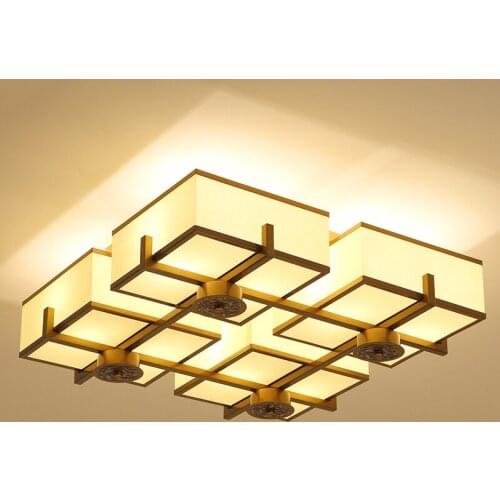 Modern Chinese ceiling lamp rectangular living room led retro restaurant light study room iron bedroom ceiling lights ZA81820