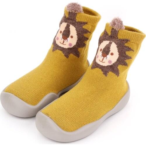 TELOTUNY Baby Boy Girl Cartoon Warm Floor Socks Rubber Sole Baby Shoes Knit Booties Anti-Slip First Walker Crib Shoes Footwear