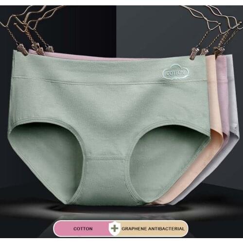 Graphite Antibacterial Panties Womens Cotton Panties Mid-Waist Printed Underwear Women Briefs Underpanties Girls Sexy Lingeries