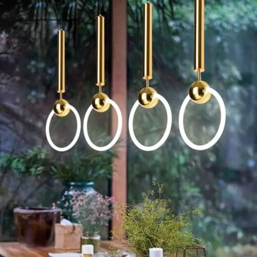 Gold pendant lamp Modern Luxury Bedside ring pendant lighting Nordic creative Clothing Store Shop Window office pendant light