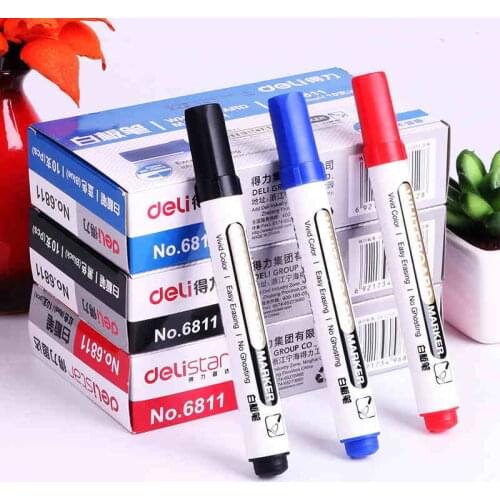 1 set / 2 pcs whiteboard marker white board marker black dry erase eraser markers pen pens smooth writing blue black and red
