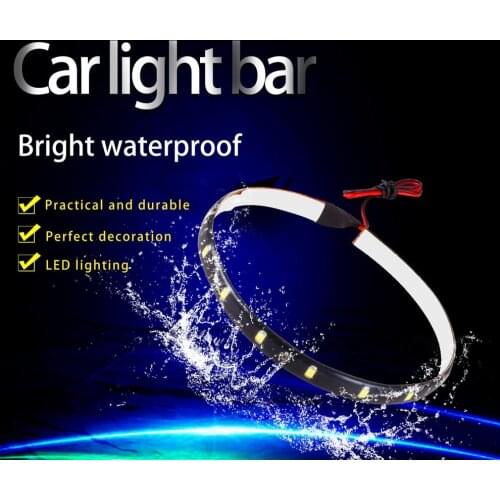 1PC 30cm 12V 15 LEDs Car Waterproof Strip Lamp Flexible Light Flexible Vehicle Led Automobiles Stripe Daytime Running Lights