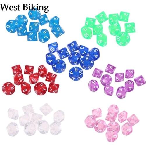 10pcs/set Acrylic Polyhedral Transparent Dice Colors 10 Sided Dices Table Board Playing Game