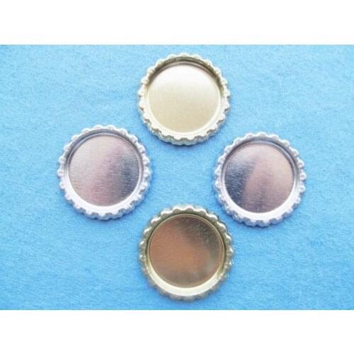 15pcs Shine Silver tone/Golden Evenly Flat Bottle Cap,Blank Crown Caps,fit 1" Cabochon Base Setting,DIY Accessory