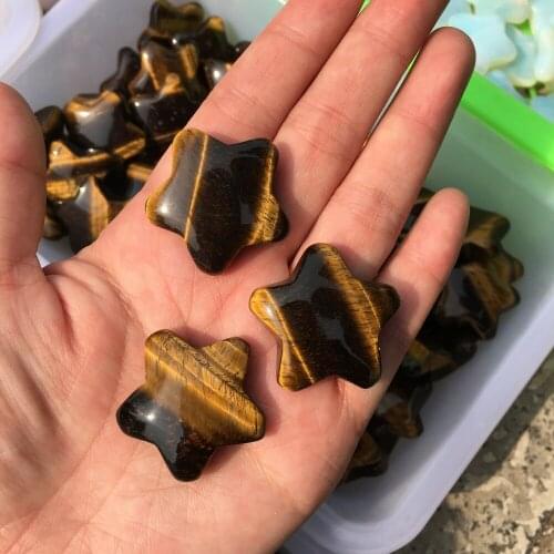 3pcs Natural tiger-eye Crystal gemstone Star meditation healing chakra polished quartz crystal star as gift
