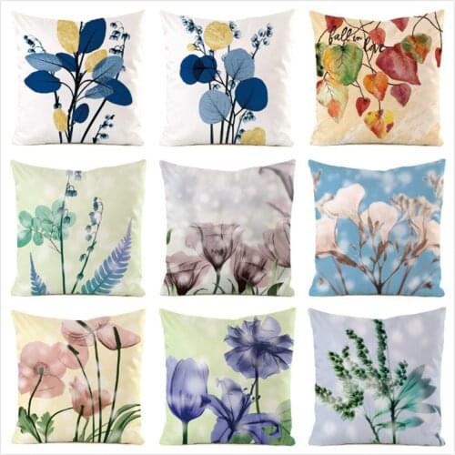 45cm*45cm **Colorful Leaves** Inimitated Silk Fabric Throw Pillow Covers Couch Cushion Cover Home Decorative Pillows