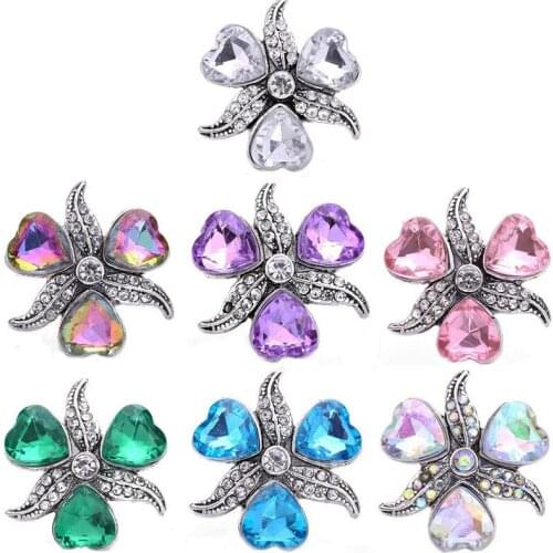 5pcs/lot New Snap Button Jewelry Metal 18mm Snap Button with Rhinestone Button for 20mm 18mm Snap Bracelets Bangles