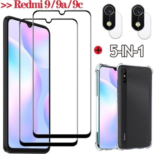 5in1, redmi 9c glass for redmi 9a Tempered glass for xiaomi redmi9 clear phone case Xiaomi Redmi 9 a 9c glass film redmi 9a film