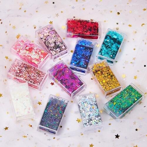 9Pcs/12Pcs Vibrant Color Eye-Catching PET Loose Sequin Easy Application 3D Nail Glitter Flakes DIY Accessory for Makeup
