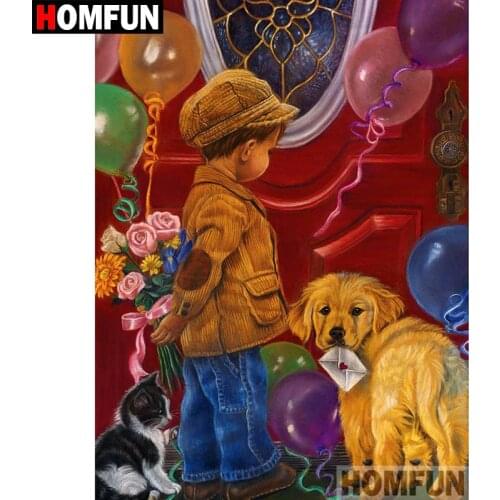 HOMFUN Full Square/Round Drill 5D DIY Diamond Painting "Cartoon children" Embroidery Cross Stitch 5D Home Decor Gift A07435