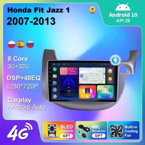 Android 10 For Honda Fit Jazz 2007-2013 Car Radio Multimedia 4G WIFI Player GPS Navigation Android Auto Carplay 2 din No DVD