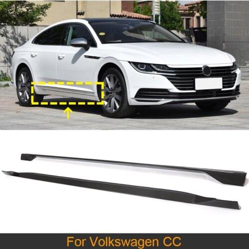 Car Side Skirts Body Kit For Volkswagen CC 2019 2020 Car Side Door Bumper Skirts Lip Aprons Body Kits Carbon Fiber