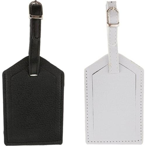 Fityle 2 Pieces PU Leather Luggage Tag Travel Suitcase ID Label Tag White and Black