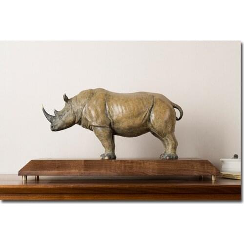 58CM LARGE top Global Limited Edition White Rhinoceros color brass Sculpture home office business art animal TOP Ornament