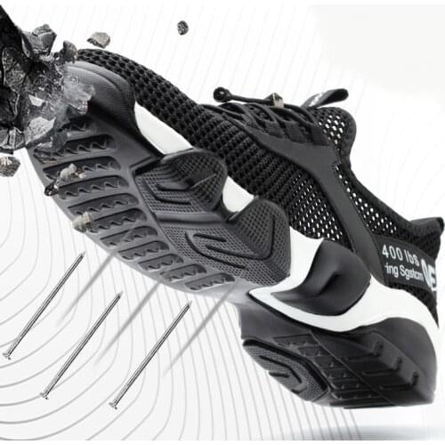 Summer Men Safety Work Shoes Mens Mesh Breathable Lightweight Casual Steel Toe Sneaker Prevent Piercing Protective Boots