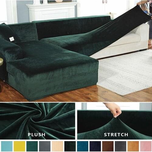 Velvet Thick Sofa Cover Universal Stretch Elastic Sofa Cover For Living Room Couch Slipcover Corner Sofa Cover L Shape