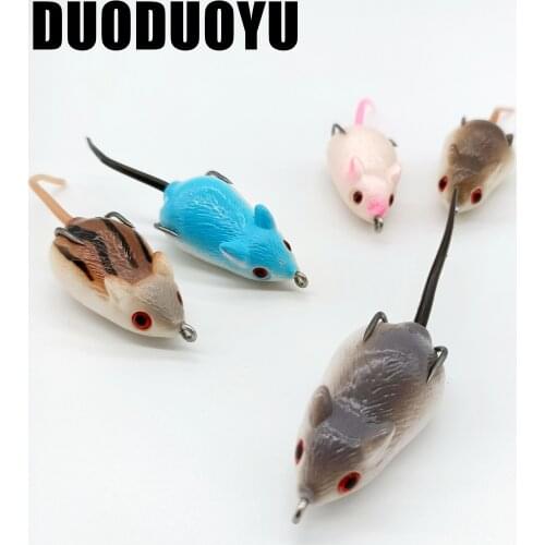 DUODUOYU 5PCS+1BOX Mouse Soft Lure for Fishing Wobblers 7.5g/45mm Fishing Lures Artificial Bait Frog Silicone Bait Fish Tackle