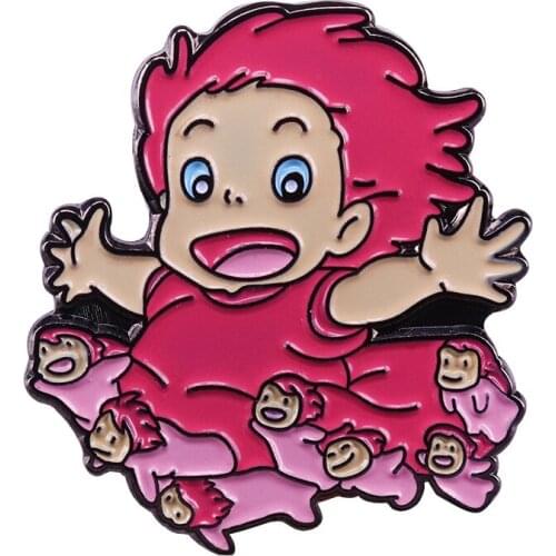 Ponyo on the Cliff by the Sea anime action figure prefect quality metal Ponyo brooch children Toys home decoration