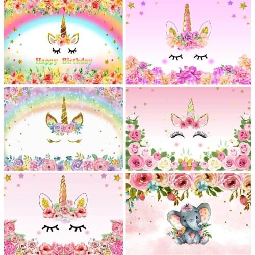 ZHISUXI Unicorn Background For Photography Birthday Party Flower Balloon Baby Poster Photography Backdrop Photo Studio 210519-32