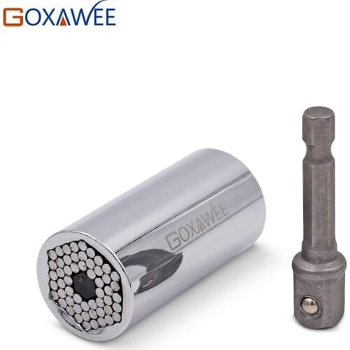 GOXAWEE 2pcs Torque Wrench Universal Socket Wrench Power Drill 7-19mm Socket Adapter Car Repair Wrench Tool Set Auto Repair Tool