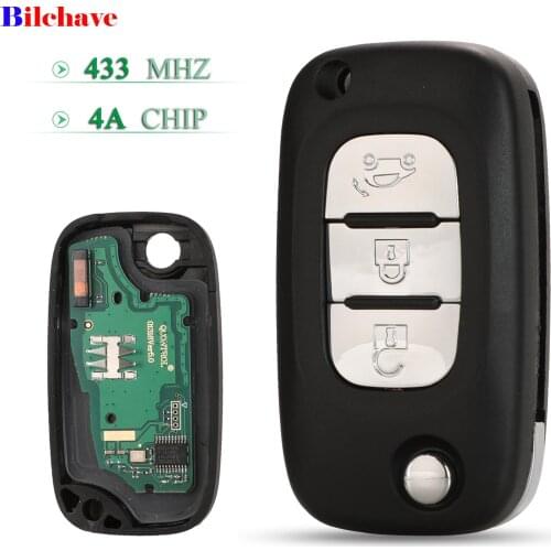 Bilchave 3 Buttons FOB For Mercedes Benz Smart Fortwo 453 Forfour 2015-2017 With 4A Chip 433MHZ Flip Remote Smart Car Key