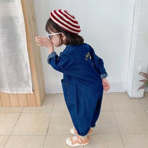 Children Clothing Jumpsuit 2020 Autumn New Boys Girls Casual Letter Tooling Denim Baby Kids Clothes Japanes & Korean