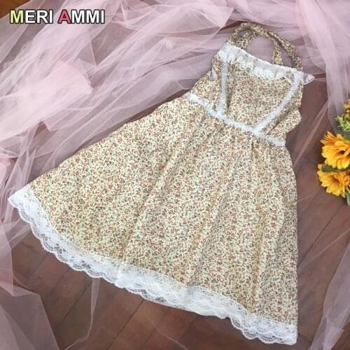 MERI AMMI Children Girl Clothing Shoulderless Floral Flower Lace Sweet Dress For 1-11 Year Kids