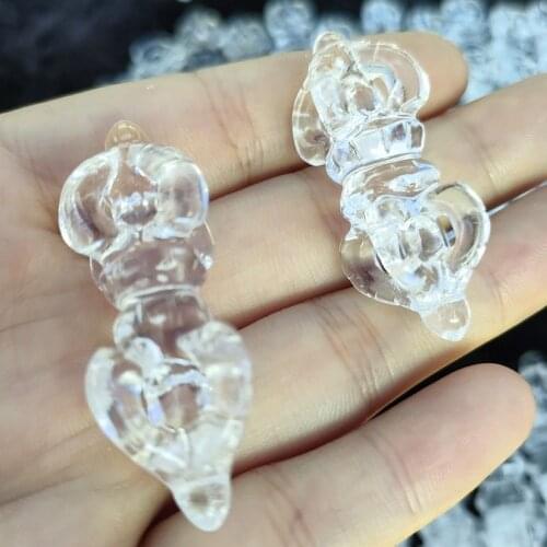 Natural Clear quartz Crystal Powerful Vajra Pestle Tibetan Buddhist Talisman 35-45mm