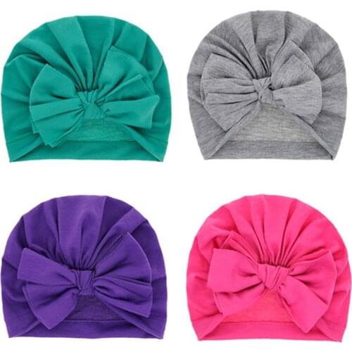 Solid Color Baby Turban Knot Head Wrap Childrens Cute Rabbit Ear Bandanas