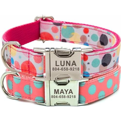 Personalized Pet Collar Custom Puppy Nameplate ID Tag Adjustable Buckle Strong Rainbow Bubble Free Engraving Collars Leash Set