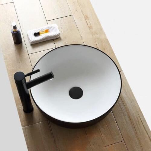 Nordic Black Wash basin Ceramic Bathroom Washbasin without Faucet White Shampoo Basin Round Lavamanos Small Sink Toilet Sink
