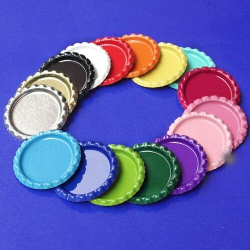Sutoyuen 100Pcs Both Side Colored Flattened Bottle Caps For Crafts Jewelry Pendants Necklace Metal Beer Bottle Caps Without Hole