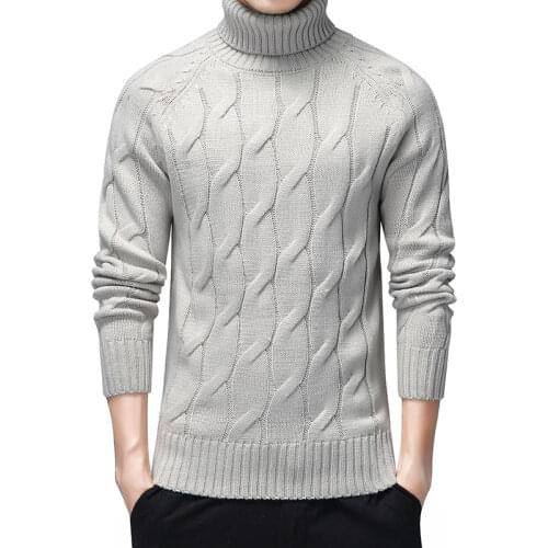 Black Turtleneck Sweaters Men Thick Warm Winter Sweater for Men New Casual Pull Cotton Pullover Men Geometric Pattern Coat