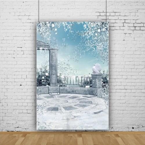 Palace Winter Snow Fountain Pool Portrait Photography Vinyl Background Wall Decor Photocall Backdrop for Photo Studio Props